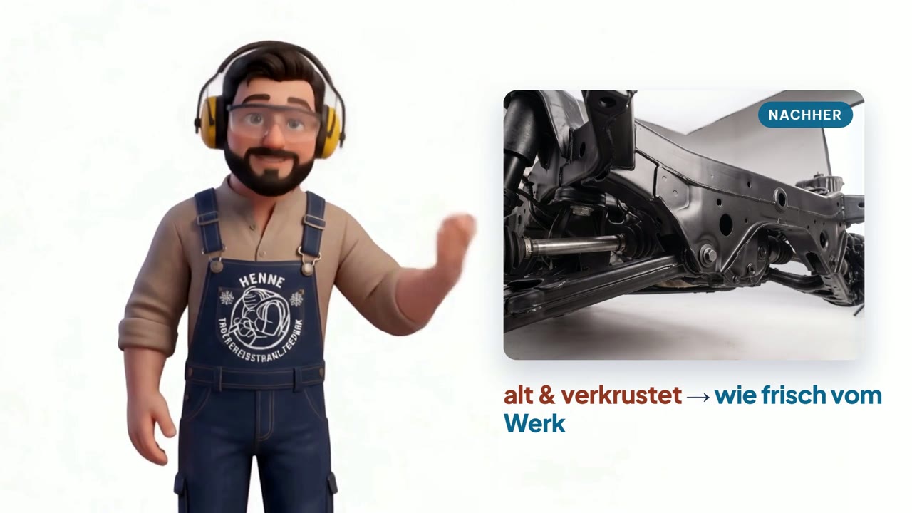 Standbild aus dem Trockeneis-Clip: Sven zeigt auf ein Foto mit dem Hinweis „alt und verkrustet, wie frisch vom Werk“
